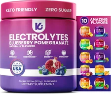 Electrolytes Powder – Blueberry Pomegranate Flavor 50 Servings – No Sugar Hydrat