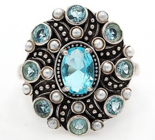 3CT Aquamarine 925 Sterling Silver Art Deco Style Ring Sz 7 US2