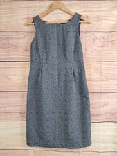 WHITE STUFF Size 10 Dark Navy Tweed Style Dress Formal Work Wool Blend