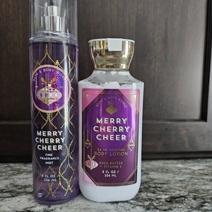 Bath Body Works Merry Cherry Cheer Body Lotion 8oz. & Fragrance Mist 8oz.  RARE