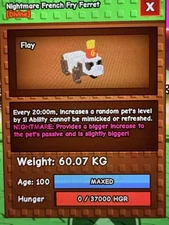 🌱Grow A Garden🌱 | Nightmare French Fry Ferret | 20s Cooldown | 60.07kg