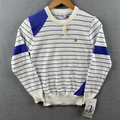 Vintage Ocean Pacific Sweater Women s Medium Striped Acrylic Crewneck 80s NWT