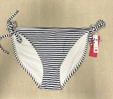 Xhilaration Women s Bikini Swim Bottom Navy Striped Hipster L 8-10 NWT
