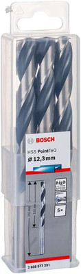 Bosch PointTeq 12.3mm HSS Metal Tips Set of 5 | Steel and Iron Helical Tips