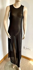 chemise de nuit ou robe transparente T40/42 voile noir stretch fendue club 377!