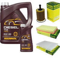 Inspektionspaket 6L Mannol Diesel TDI 5W-30 FüR Seat Toledo II 2.3 V5 Leon 2.8