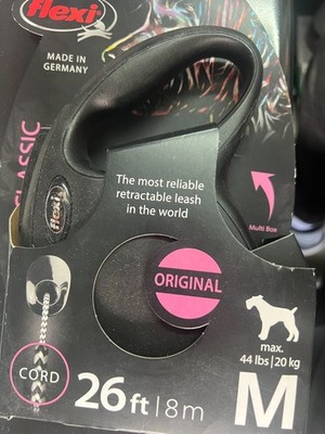 FLEXI New Classic Retractable Dog Leash Cord - Medium 26 ft, Black 7517