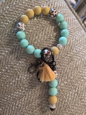 Silicone Beaded Wristlet Keychain for Women Handmade