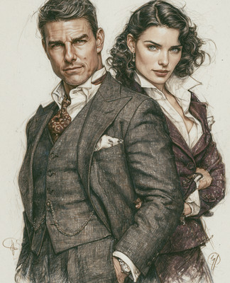 Ethan Hunt and Ilsa Faust in Tailored Spy Suits Print - 550694281