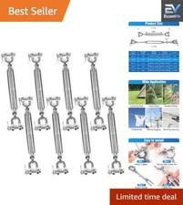 Adjustable Jaw & Jaw Turnbuckles - 8 Pack, Rust-Resistant 304 Stainless Steel