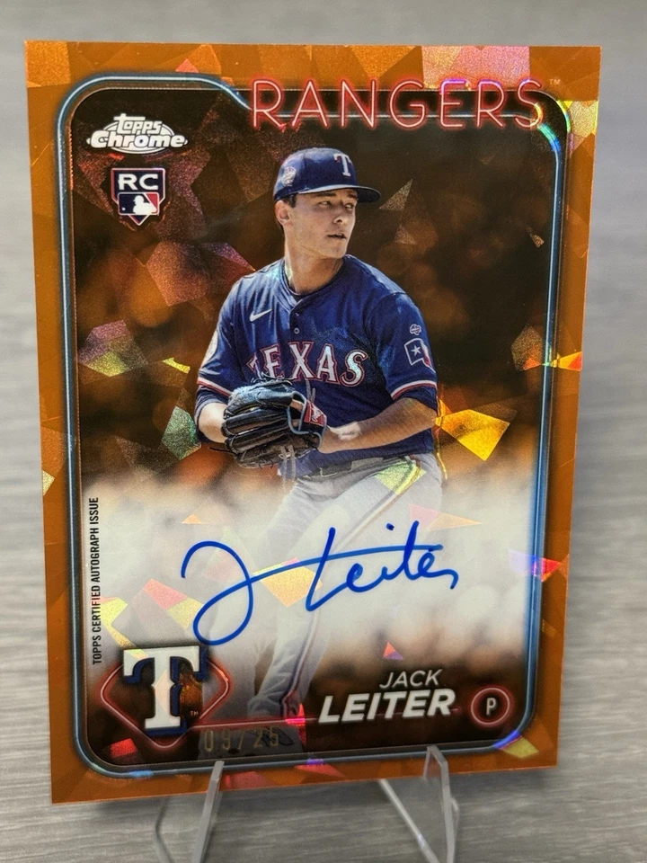 🔥⚾️JACK LEITER 2024 Topps Chrome Update Orange Sapphire Auto RC/25 #RANGERS⚾️🔥 - Image 3 of 4
