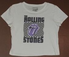 THE ROLLING STONES Junior Size Large White T-Shirt possibly crop top 