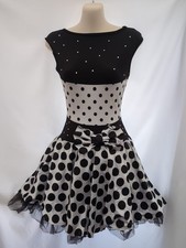 Black White Polka Dot Tap MT Open Dance Costume 50s Retro Dress Small Adult SA