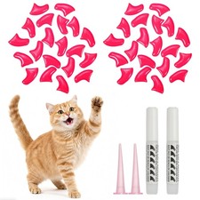 Cat Nail Caps, Cat Claw Covers with Adhesive Glue (40 Pcs, S, Dark Pink)