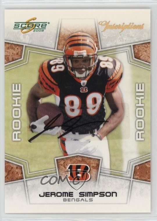 2008 Score Rookie Inscriptions 2/5 Jerome Simpson #367 Rookie Auto RC v7j