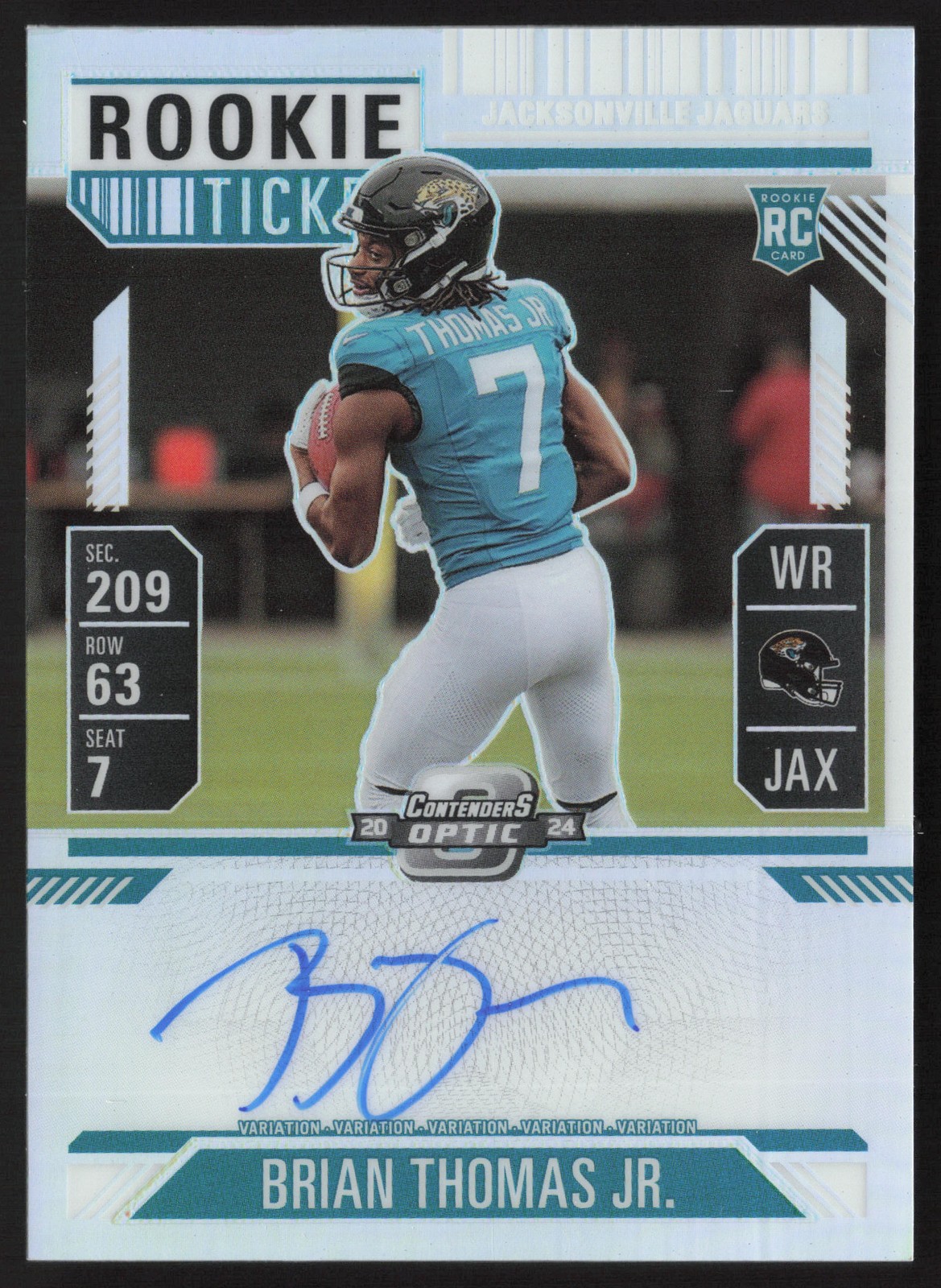 Brian Thomas Jr. 2024 Panini Contenders Optic Silver Variation Auto #103