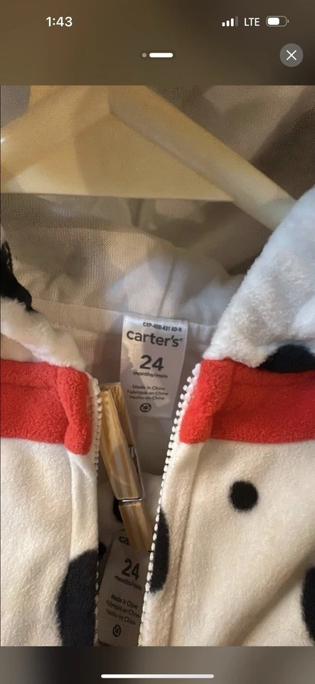 Carters 24 Month Toddler Dalmatian 2 Piece Halloween Costume Excellent Condition - Image 2 of 2