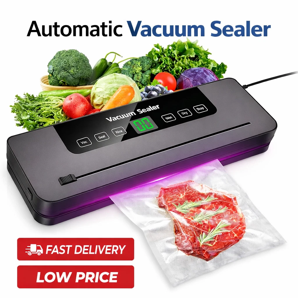 Automatic Vacuum Sealer Machine Dry Wet Vaccum + 10PCS Free Sealing Food Bags UK