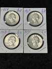 SILVER Washington Quarters Four (4) Coins Beautiful BU coins See Photos