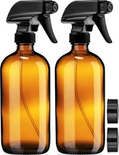 Sally's Organics Empty Amber Glass Spray Bottles - 2 Pack - Large 16oz Refill...