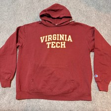 Virginia Tech Hokies Hoodie Mens Extra Large Hooded Pullover Sweatshirt Champion