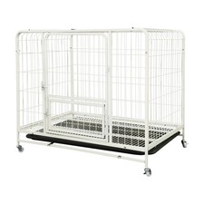 Balcony Carbon Steel Dog Cage White With Wheels, 93 64 78cm Dog Crate