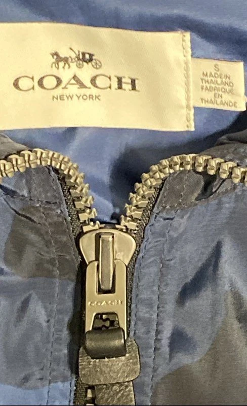 Coach Women Blue Camo Full Zip Hooded Windbreaker Jacket Outerwear S - Image 3 of 4