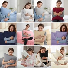 LARGE PILLOW CASES 2 X MICROFIBER HOUSEWIFE PAIR PACK PLAIN PILLOW COVERS LUXURY