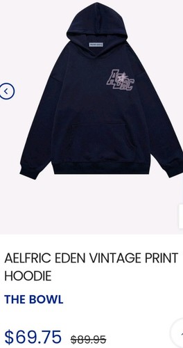 Aelfric Eden Hoodie 100% cotton, navy w pink star SIZE SM with FREE SHIPPING! - Picture 1 of 7