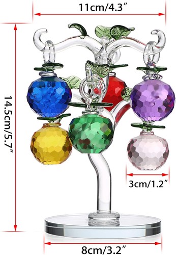 Crystal Apple Tree Ornament Figurine Glass Paperweight Decoration Centerpiece - Picture 3 of 7