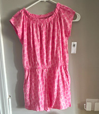 Old Navy Girls Pink Tie-Dye Short Sleeve Romper One-Piece L 10-12 Elastic