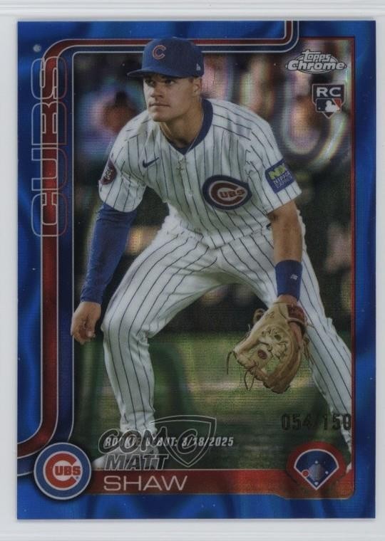 2025 Topps Chrome Update Rookie Debut Blue Lava Refractor 54/150 Matt Shaw 6m7