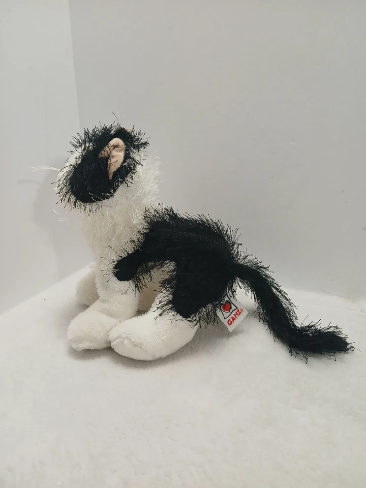 GANZ Webkinz Black White Cat Plush Stuffed Animal 8" No Code Beanie - Image 3 of 4
