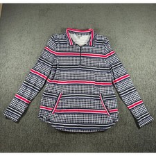 T by Talbots Womens Navy Red Striped Quarter Zip Pullover Top Medium