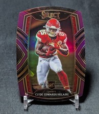 Clyde Edwards-Helaire Purple Prizm Die Cut Rookie RC 2020 Select Card 254 Chiefs. rookie card picture