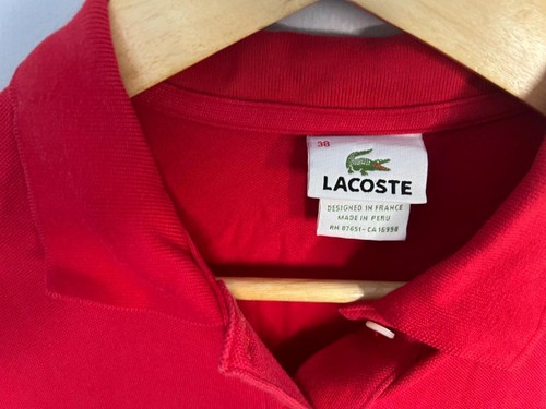 Polo LACOSTE niños talla 38 (S) rojo piqué manga corta usado en excelente estado - Imagen 2 de 4