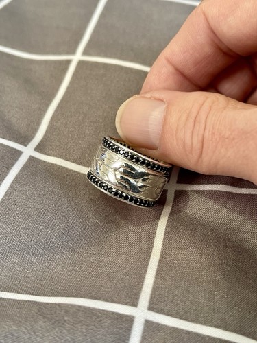 John Hardy Men’s Band Ring In Sterling Silver With Black Sapphire, Size 10 - Picture 6 of 11