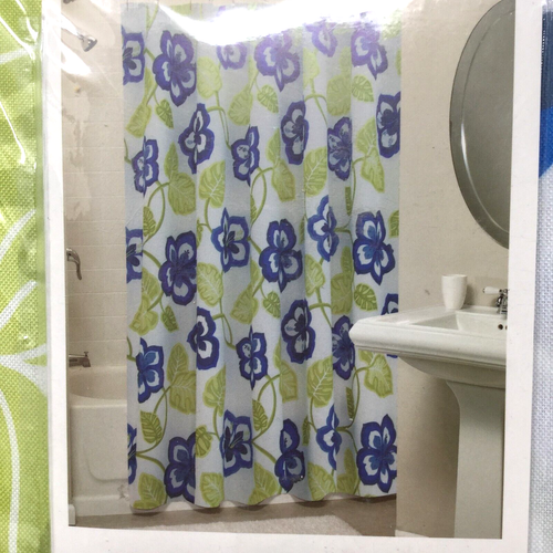 Coastal Collection Floral Shower Curtain 72x72 Blue Green - Picture 2 of 5