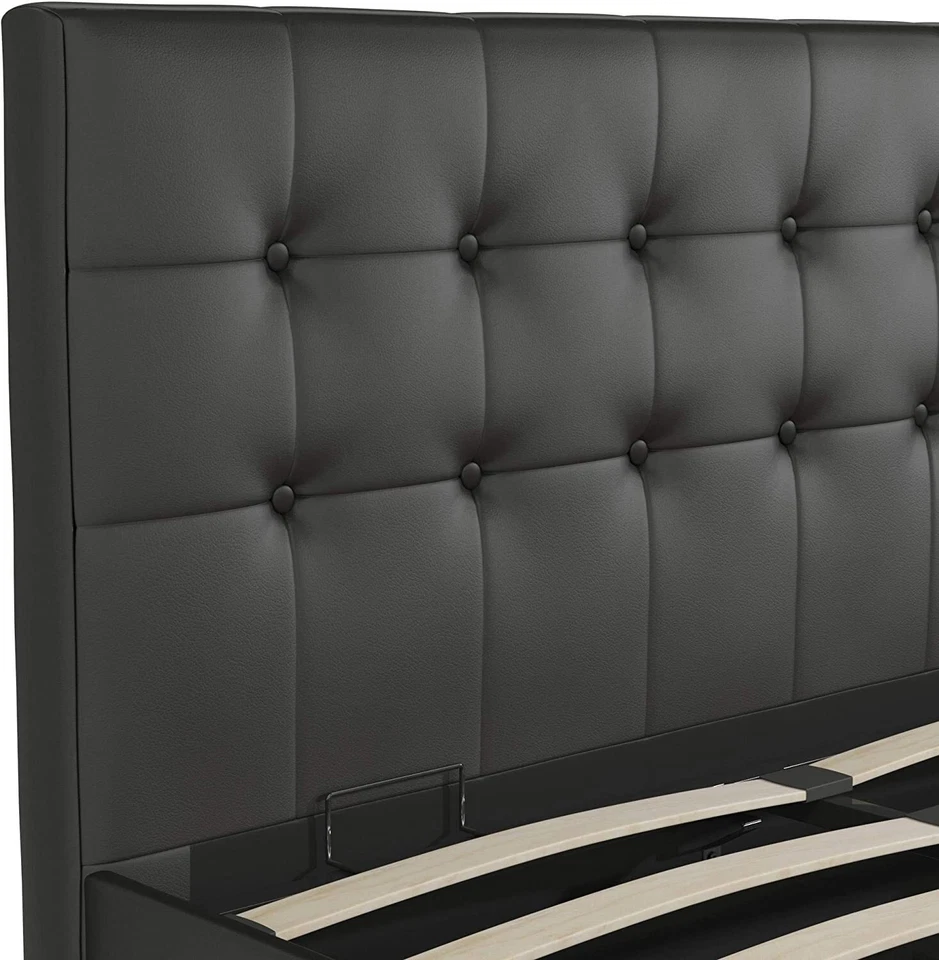 DHP Cambridge Gas Lift King, imitación cuero negro, cabecero y pie de cama acolchados Foto 3 de 4