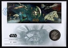 GREAT BRITAIN ROYAL MAIL YEAR 2015 WITH MEDAL COIN FDC COVER STAR WARS VEHICLES