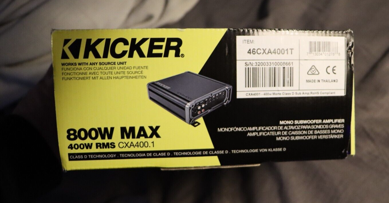 Kicker 46CXA4001 Car Audio Amp Monoblock 400W RMS Max Sub Amplifier