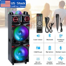 4500W Dual 10" Portable Bluetooth Party Speaker Subwoofer Party Karaok W/Remote