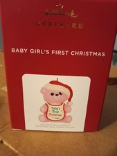 2021 Hallmark Keepsake Ornament BABY GIRL'S FIRST CHRISTMAS  PINK TEDDYBEAR