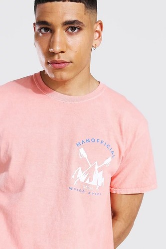 Boohooman official Man winter sport Overdye T-shirt - Size Small - Picture 2 of 8