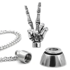 Undying Peace Skeleton Hand Necklace With Magnetic Ornament By Controse