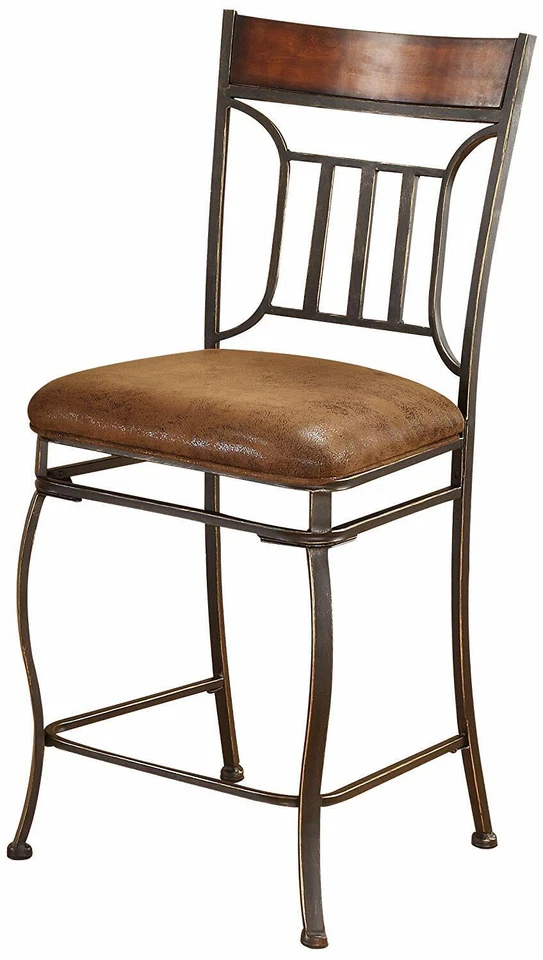 Juego de 2 sillas de altura de mostrador taburete de bar cepillo dorado de tela Tavio de 24" H y negro Foto 2 de 3