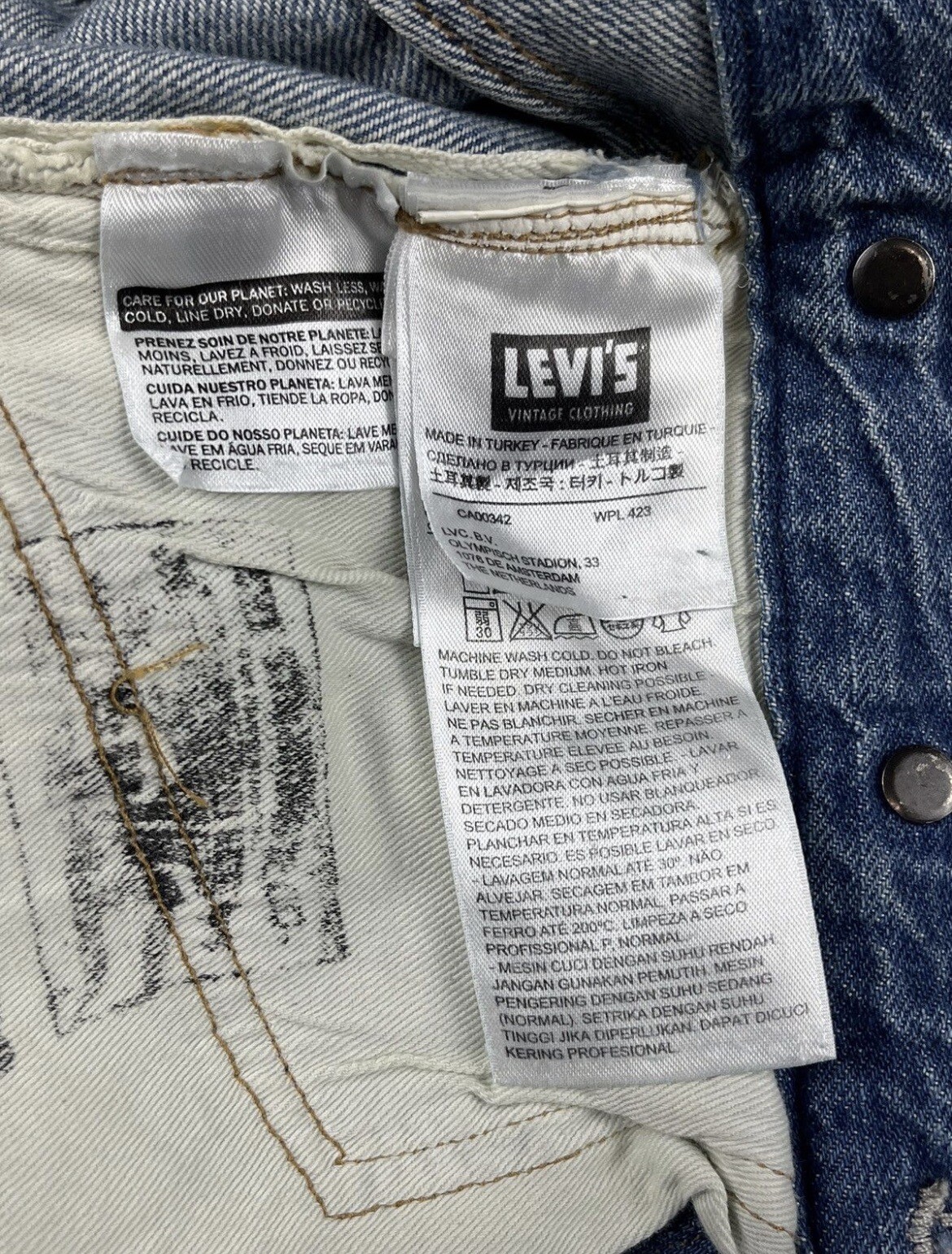 RARE Vintage BIG E  LVC Levi’s Engineered 501XX jeans cinch button waist 24w image 4