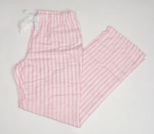 VICTORIA'S SECRET WOMEN'S WHITE PINK STRIPES FLANEL POCKETS PAJAMA PANT XL Short
