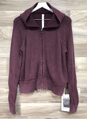 Lululemon Rest Assured Full Zip Knit Hoodie Size Large Washed Garnet WGRN 25539