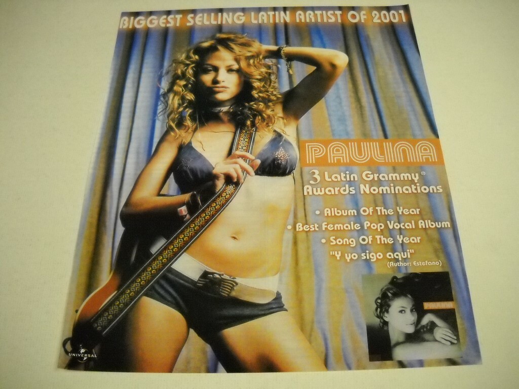 PAULINA RUBIO is sexy with 3 LATIN GRAMMY nominations 2001 Promo Poster Ad